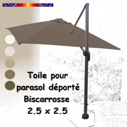 Toile Taupe CARREE 2.5 X 2.5 pour Parasol Déporté Bisca