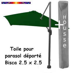 Toile Pinède CARREE 2.5 X 2.5 pour Parasol Déporté Bisca et sa housse de protection