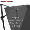 Toile GRIS Moyen CARREE 2.5 X 2.5 pour Parasol Déporté Bisca