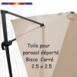 Toile de remplacement pour parasol déporté 250x250 Soie Grège