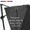 Toile Grise CARREE 2.5 X 2.5 pour Parasol Déporté Bisca : vue arrière du parasol