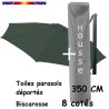 [ Pack ] Toile Vert Ginkgo 350cm/8cotés pour Parasol Déporté Bisca et sa Housse de protection