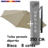 [ Pack ] Toile Soie Grège 350cm/8cotés pour Parasol Déporté Bisca et sa Housse de protection