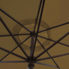 Parasol Lacanau Gris Taupe 350 cm Bois Manivelle : détail de la manoeuvre par manivelle vu de dessous