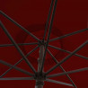 Parasol Lacanau Rouge Bordeaux 350 cm Bois Manivelle : détail de la manoeuvre par manivelle vu de dessous