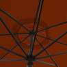 Parasol Lacanau Terracotta 350 cm Bois Manivelle : détail de la manoeuvre par manivelle vu de dessous