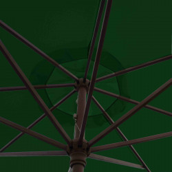 Parasol Lacanau Vert Pinède 350 cm Bois Manivelle : détail de la manoeuvre par manivelle vu de dessous