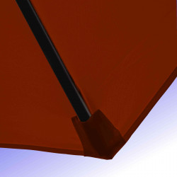 Parasol Lacanau Terracotta 350 cm Bois Manivelle : Détail de la toile et du fourreau en bout de baleine