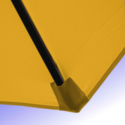 Parasol Lacanau Jaune d'Or 350 cm Bois Manivelle : Détail de la toile et du fourreau en bout de baleine