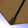 Parasol Lacanau Gris Taupe 300 cm Bois Manivelle : detail de la toile et de sa mise en place sur la baleine en bois