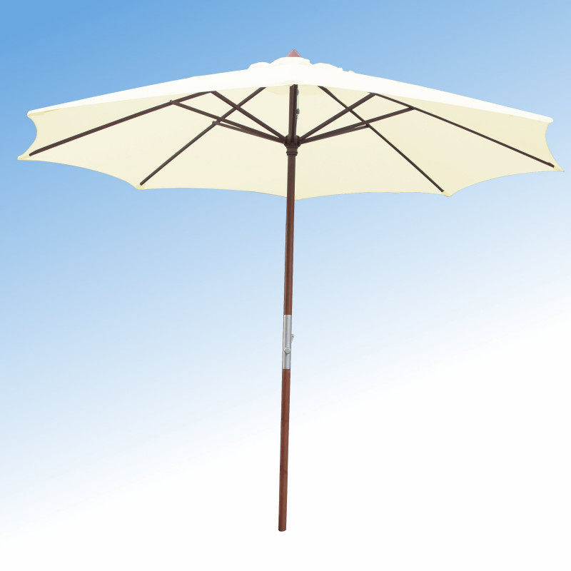 Parasol Lacanau Ecru 350 cm Bois Manivelle : vu de face Parasol Lacanau Ecru 350 cm Bois Manivelle : vu de face