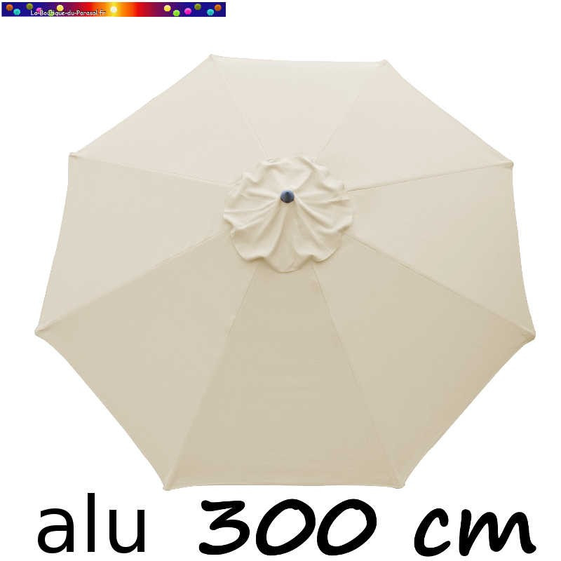 Parasol Lacanau rond (octogonal) Diamètre 300 cm en Aluminium avec toile couleur Sable Greige : détail de la toile vue de dessus Parasol Lacanau rond (octogonal) Diamètre 300 cm en Aluminium avec toile couleur Sable Greige : détail de la toile vue de dessus