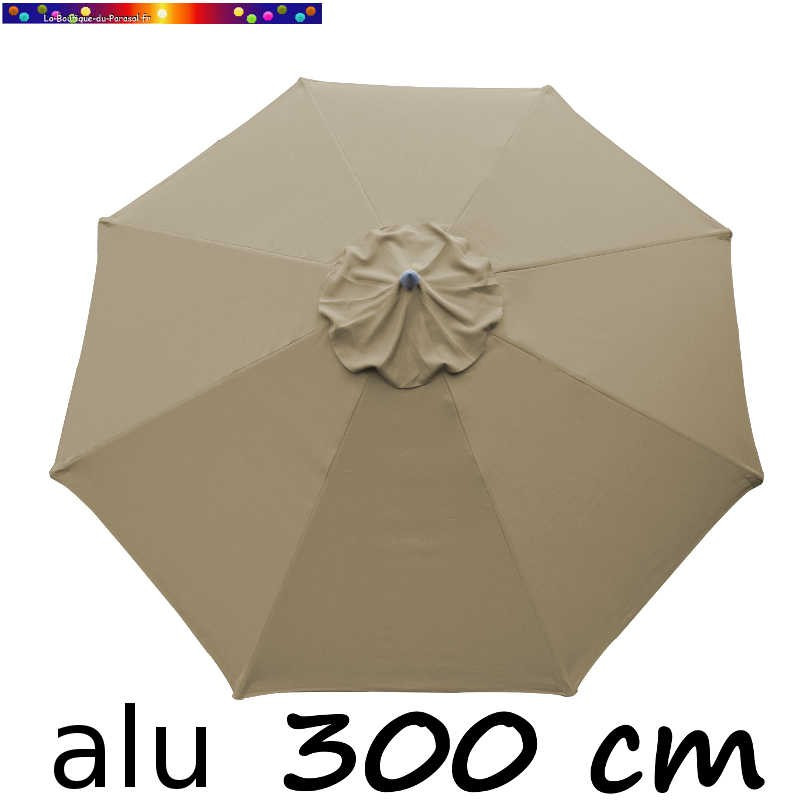 Parasol Lacanau rond (octogonal) Diamètre 300 cm en Aluminium avec Toile Couleur Gris Taupe : détail de la toile vue de dessus Parasol Lacanau rond (octogonal) Diamètre 300 cm en Aluminium avec Toile Couleur Gris Taupe : détail de la toile vue de dessus