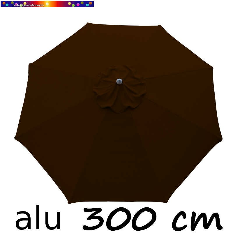 Parasol Lacanau rond (octogonal) Diamètre 300 cm en Aluminium avec toile couleur Chocolat : détail de la toile vue de dessus Parasol Lacanau rond (octogonal) Diamètre 300 cm en Aluminium avec toile couleur Chocolat : détail de la toile vue de dessus