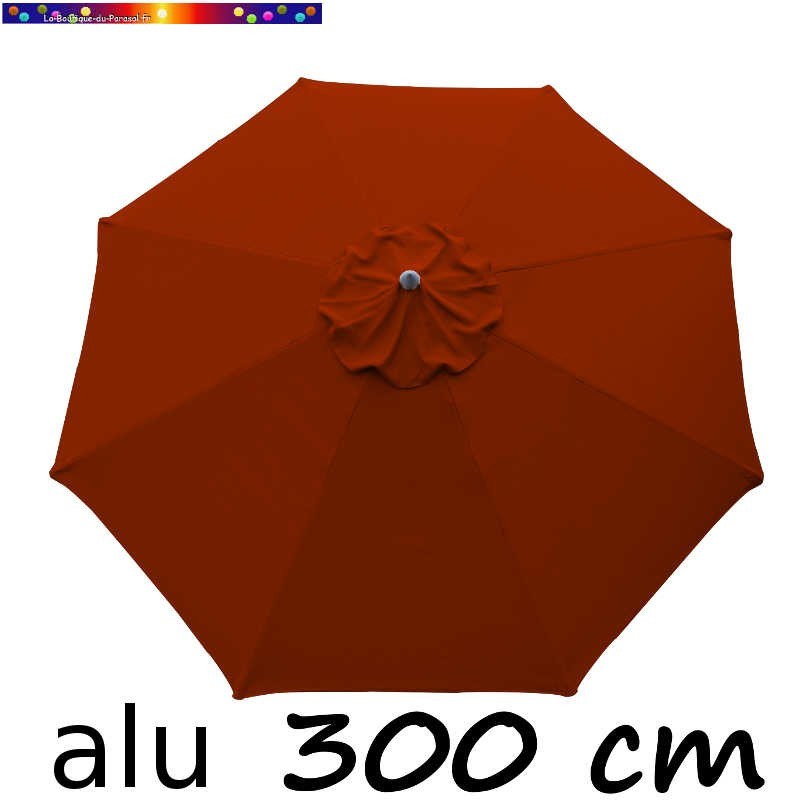 Parasol Lacanau rond (octogonal) Diamètre 300 cm en Aluminium avec Toile couleur Terracotta : détail de la toile vue de dessus Parasol Lacanau rond (octogonal) Diamètre 300 cm en Aluminium avec Toile couleur Terracotta : détail de la toile vue de dessus