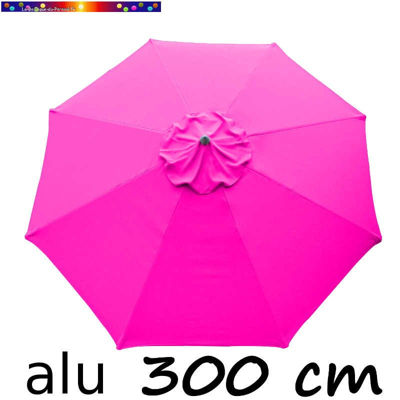 Parasol Lacanau rond (octogonal) Diamètre 300 cm en Aluminium avec toile couleur Rose Fushia : détail de la toile vue de dessus Parasol Lacanau rond (octogonal) Diamètre 300 cm en Aluminium avec toile couleur Rose Fushia : détail de la toile vue de dessus