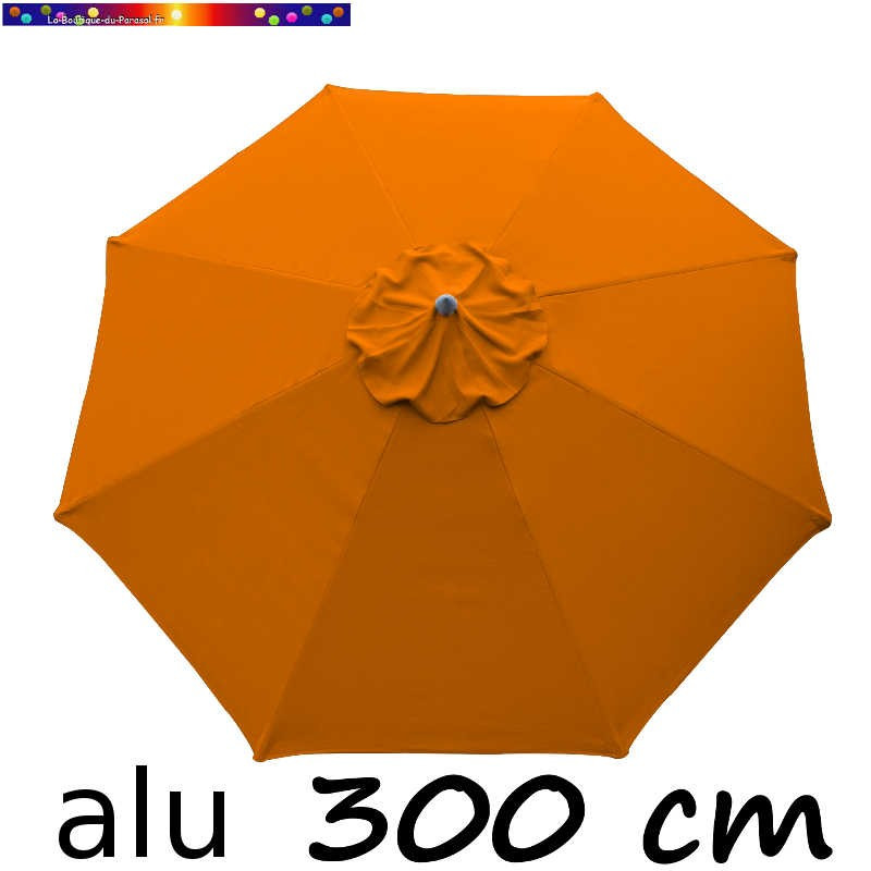 Parasol Lacanau rond (octogonal) Diamètre 300 cm en Aluminium couleur Orange capucine : détail de la toile vue de dessus Parasol Lacanau rond (octogonal) Diamètre 300 cm en Aluminium couleur Orange capucine : détail de la toile vue de dessus