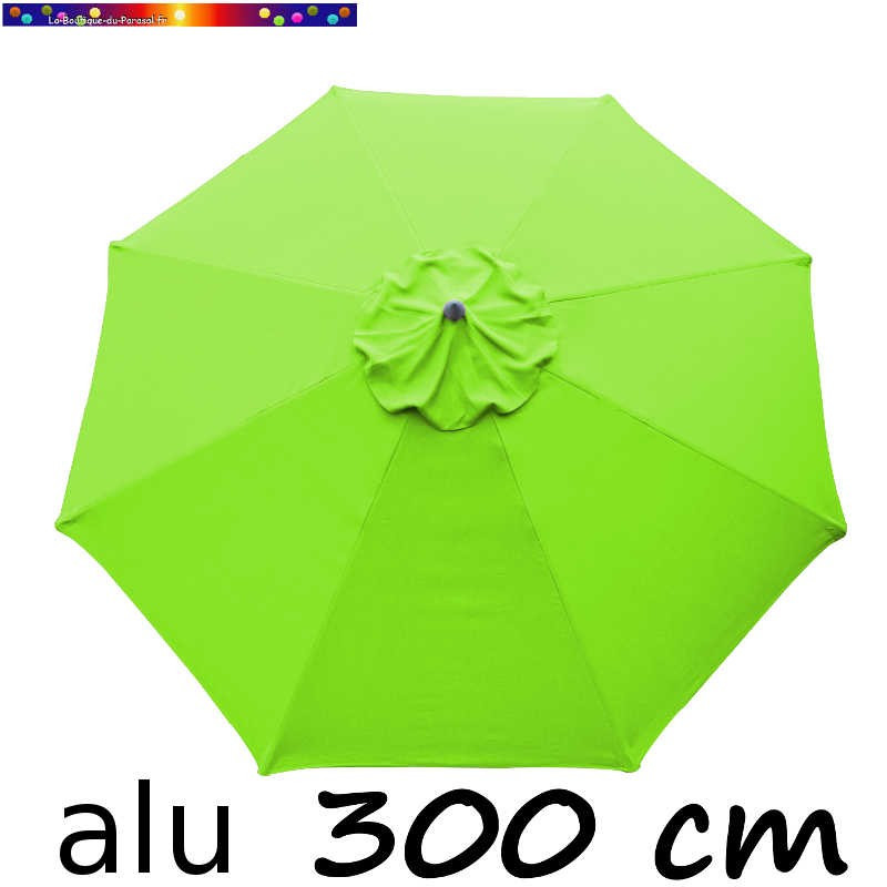 Parasol Lacanau rond (octogonal) Diamètre 300 cm en Aluminium avec toile couleur Vert Lime : détail de la toile vue de dessus Parasol Lacanau rond (octogonal) Diamètre 300 cm en Aluminium avec toile couleur Vert Lime : détail de la toile vue de dessus