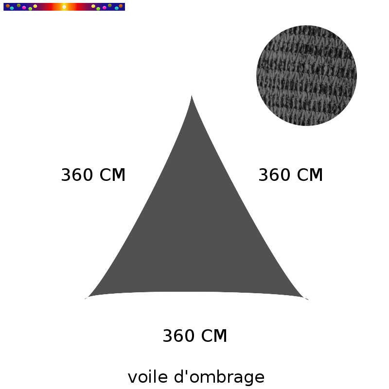 Voile d'Ombrage Triangle 360 cm Anthracite : descriptif
