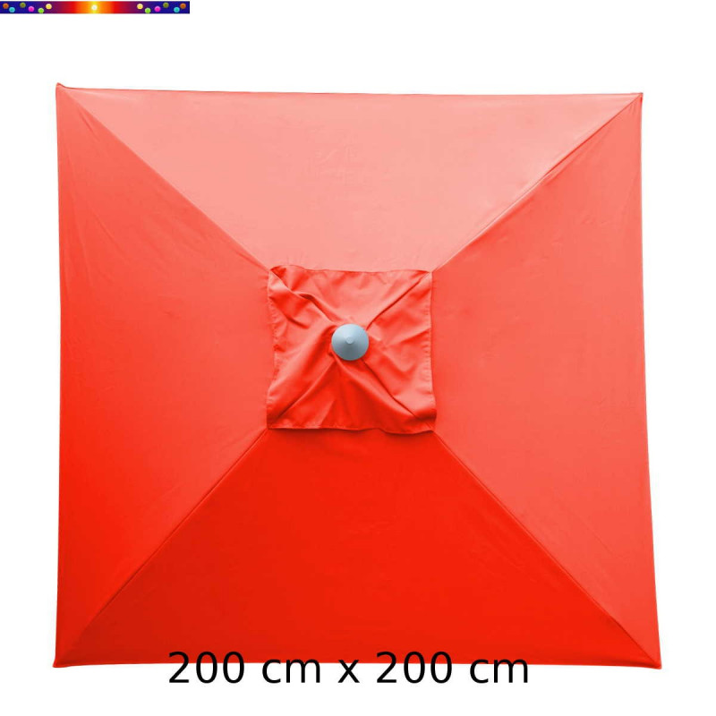 Parasol Biarritz 2x2 Rouge Coquelicot : toile vue de dessus Parasol Biarritz 2x2 Rouge Coquelicot : toile vue de dessus