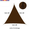Voile d'Ombrage Triangle 500 cm Marron Chataigne : descriptif