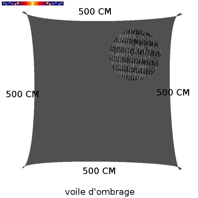 Voile d'Ombrage Carrée 500 cm Gris Anthracite : descriptif