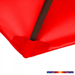Parasol Lacanau Rouge Coquelicot 300 cm Bois : fourreau de fixation de la toile