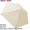 Parasol Biarritz Ecru 300 cm alu manivelle