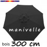 Parasol Lacanau Gris Souris 300 cm Bois Manivelle