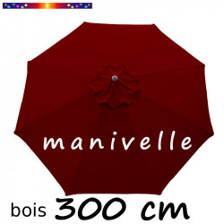 Parasol Lacanau Rouge Bordeaux 300 cm Bois Manivelle