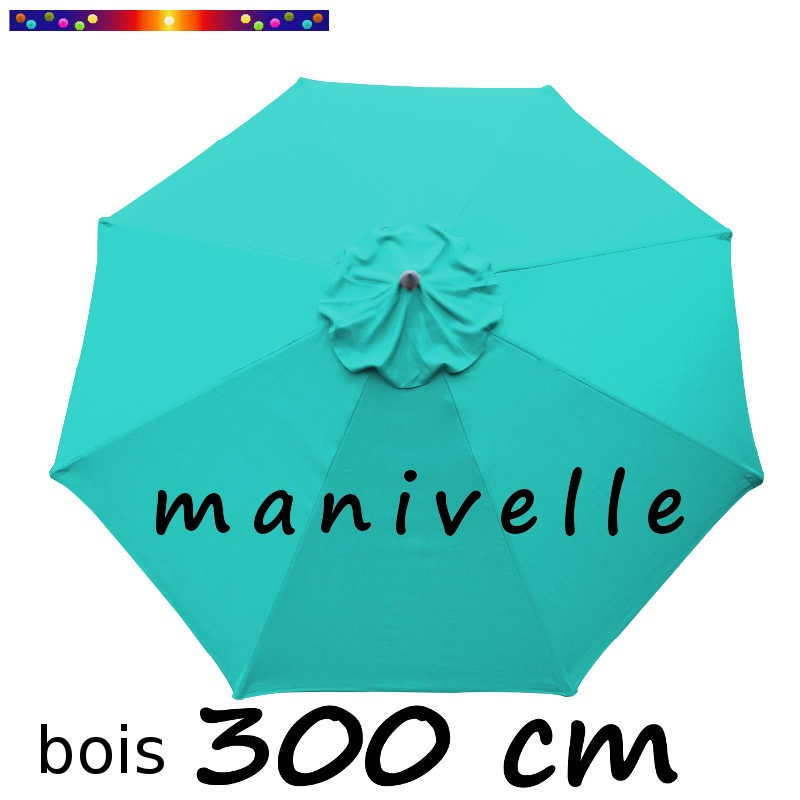 Parasol Lacanau Bleu Turquoise 300 cm Bois à manivelle Parasol Lacanau Bleu Turquoise 300 cm Bois à manivelle
