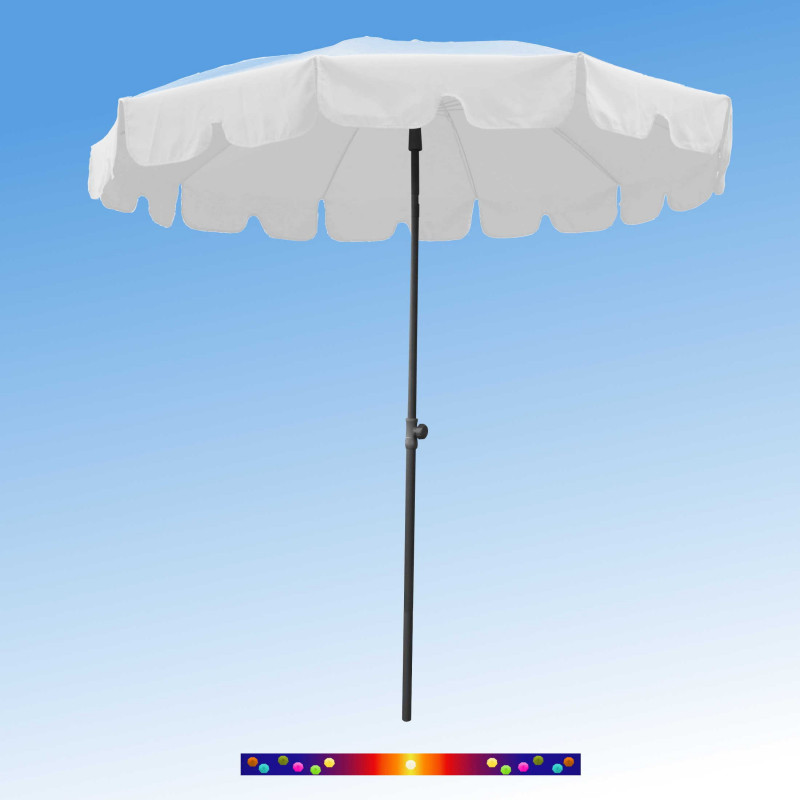 Parasol Blanc 200 cm design italien : vu de face Parasol Blanc 200 cm design italien : vu de face