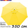 Parasol Lacanau Jaune d'Or 350 cm structure Bois et manivelle
