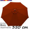 Parasol Lacanau Terracotta 350 cm structure Bois et manœuvre par manivelle