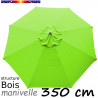 Parasol Lacanau Vert Lime 350 cm structure Bois et manœuvre par manivelle