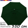 Parasol Lacanau Vert Pinède 350 cm structure Bois et manœuvre par manivelle