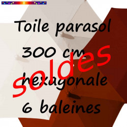 Toile second choix : Toile de remplacement pour parasol HEXAGONAL 300 cm toutes les couleurs disponibles