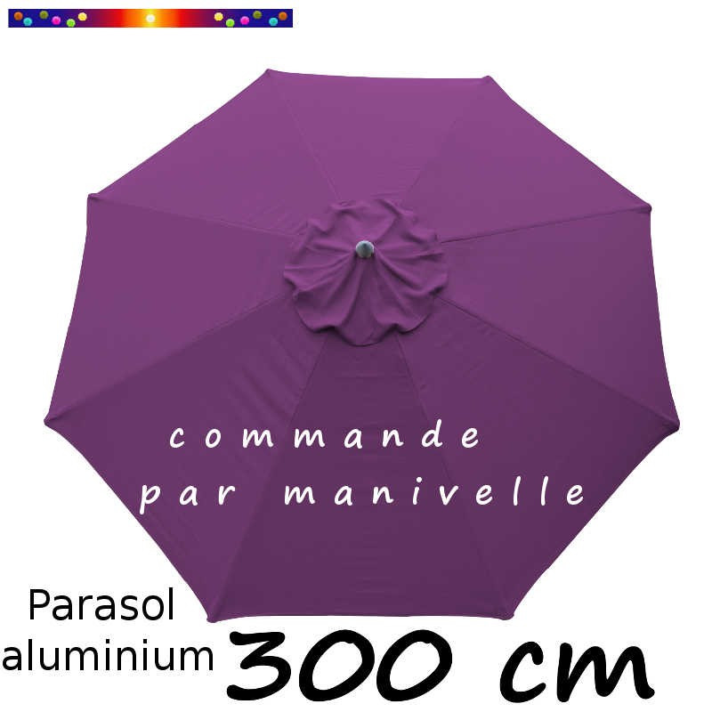 Parasol Lacanau 300 cm Alu Manivelle avec toile Violette Parasol Lacanau 300 cm Alu Manivelle avec toile Violette