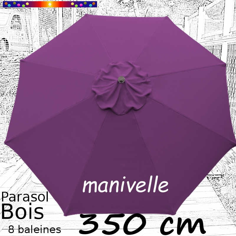 Parasol Lacanau Violette 350 cm Bois Manivelle