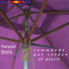 Parasol Lacanau Violette 200 x 300 cm Bois : commande par cordon et poulies