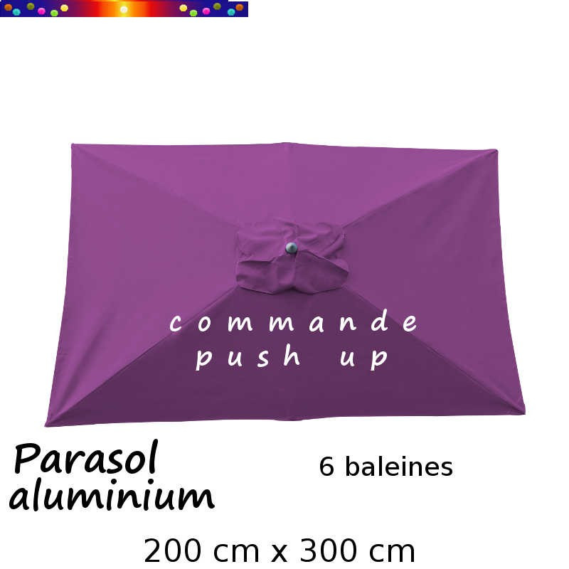 Parasol Lacanau Violette 200 x 300 cm Alu Push Up Parasol Lacanau Violette 200 x 300 cm Alu Push Up