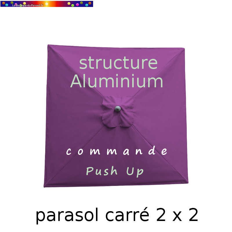 Parasol Lacanau Violette 200 cm x 200 cm Alu vu de dessus Parasol Lacanau Violette 200 cm x 200 cm Alu vu de dessus