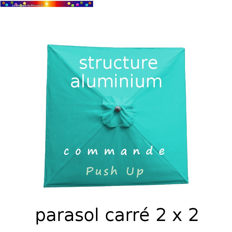 Parasol Lacanau Bleu Turquoise 200 cm x 200 cm Aluminium : vu de dessus Parasol Lacanau Bleu Turquoise 200 cm x 200 cm Aluminium : vu de dessus