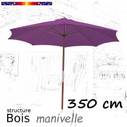 Parasol Lacanau Violette 350 cm Bois Manivelle  : vu de 