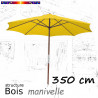 Parasol Lacanau Jaune d'Or 350 cm structure Bois et manivelle :parasol vu de face