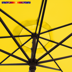 Parasol Lacanau Jaune d'Or 350 cm Bois Manivelle : détail de la manœuvre par manivelle vu de dessous
