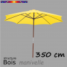 Parasol Lacanau Jaune d'Or 350 cm Bois Manivelle en position ouverte
