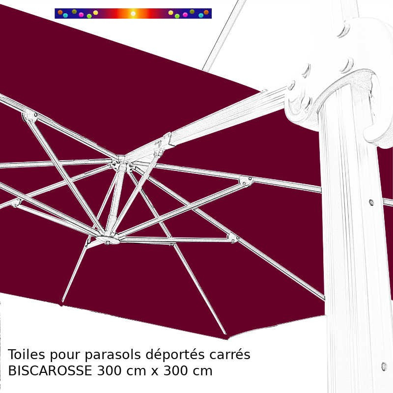 Toile en second choix : Toile 3x3 pour Parasol déporté Biscarrosse ROUGE BORDEAUX Toile en second choix : Toile 3x3 pour Parasol déporté Biscarrosse ROUGE BORDEAUX