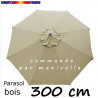 Parasol Lacanau Soie Grège 300 cm Bois Manivelle