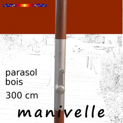Parasol Lacanau Terracotta 300 cm Bois Manivelle : détail de la manivelle